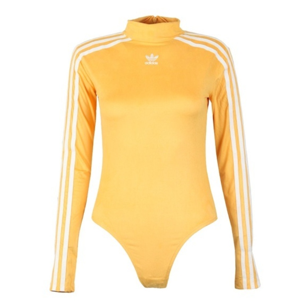 Adidas Rare Yellow Velour Longsleeve Mockneck Body Suit - Small
